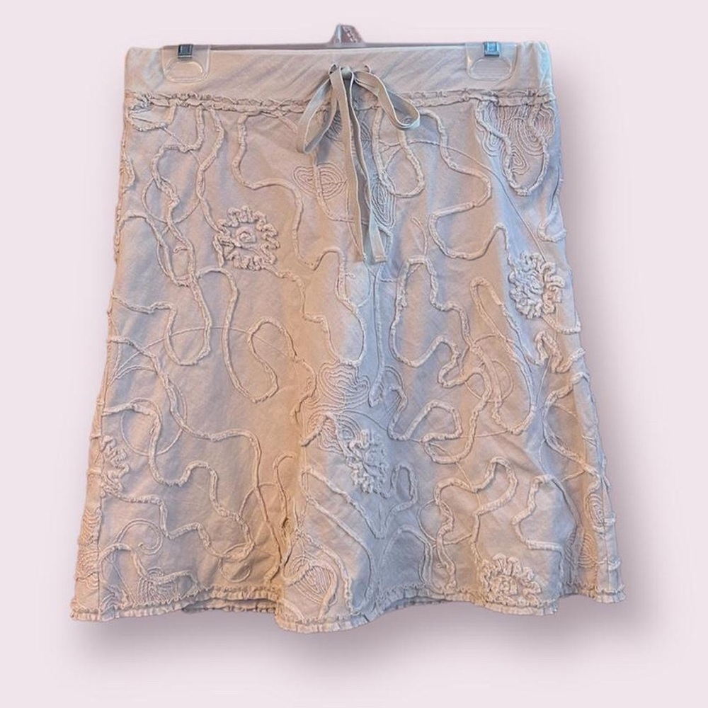 tan soutache embroidered floral skirt